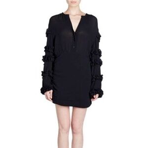 Isabel Marant Celest Cotton Gauze Ruffle Dress Black Size 34 / XS